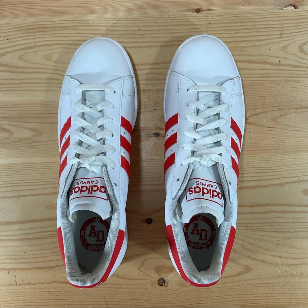 NWOB Adidas Campus II Shoes # G49419 Leather Men’s 12 White Reddish/Orange